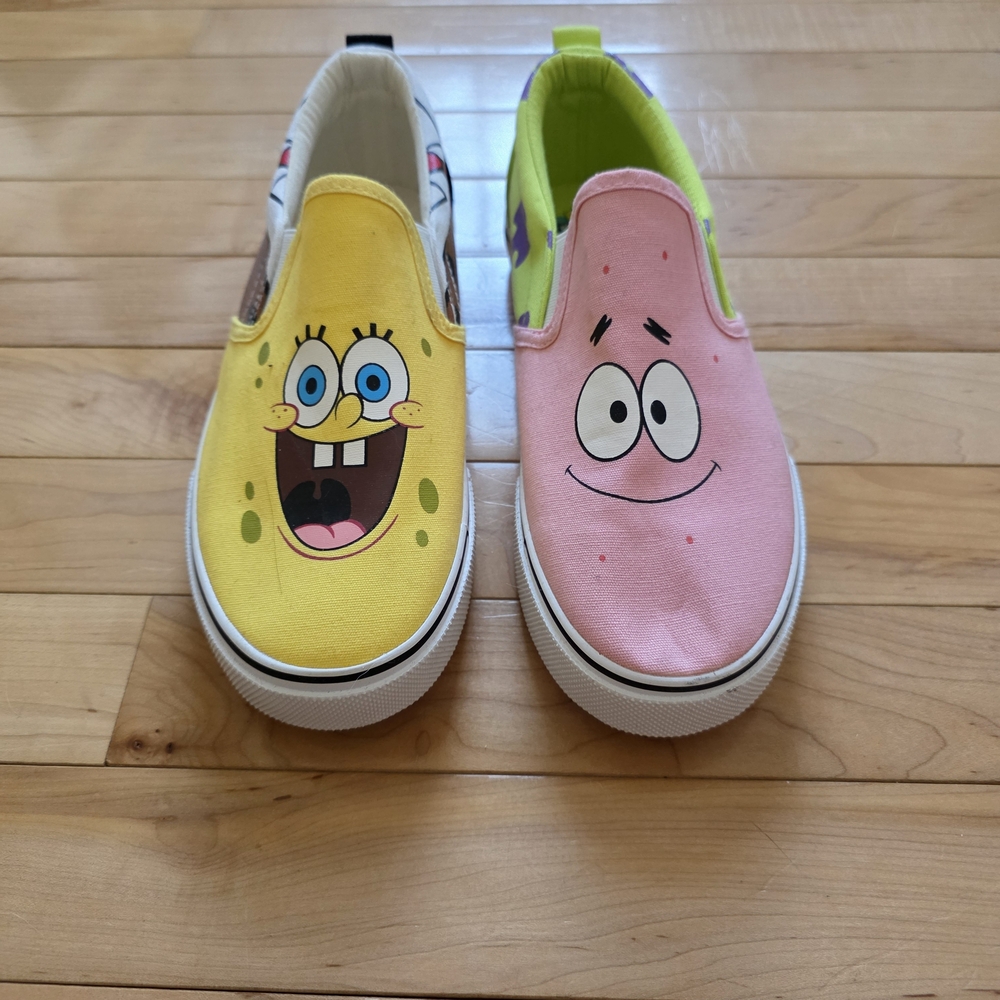 Kids Cartoon Slip-On Sneakers in Yellow & Pink